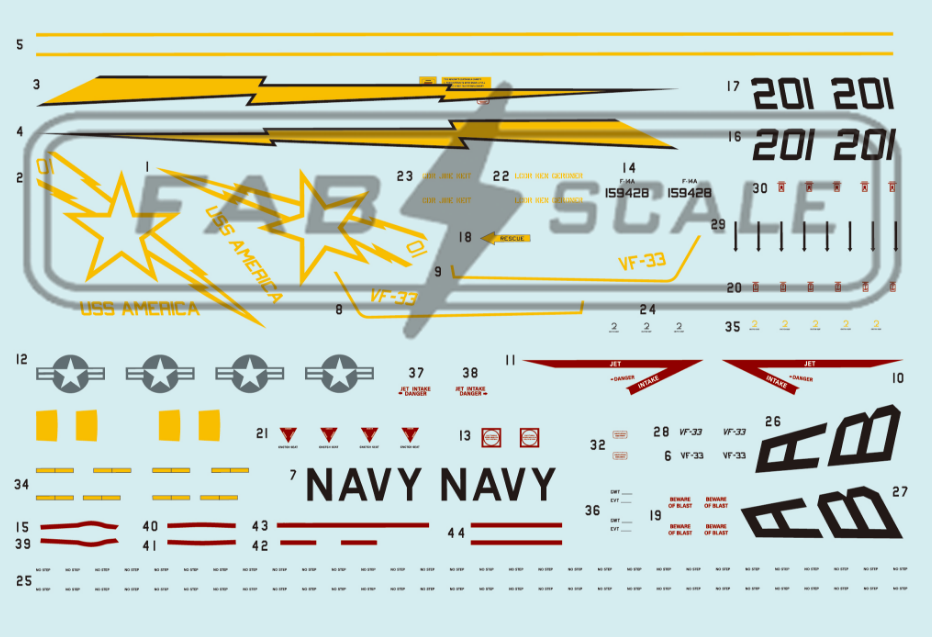 FabScale Studio FD72105 1:72 Grumman F-14A TOMCAT VF-33 'TARSIERS' USS AMERICA