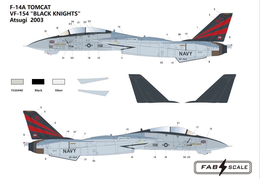 FabScale Studio FD72106 1:72 Grumman F-14A TOMCAT VF-154 'BLACK KNIGHTS'