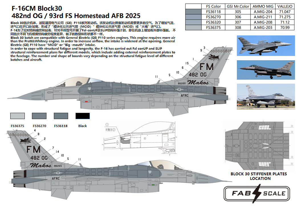 FabScale Studio FD72108 1:72 F-16C Block 30 482nd OG / 93rd FS Homestead AFB 2025