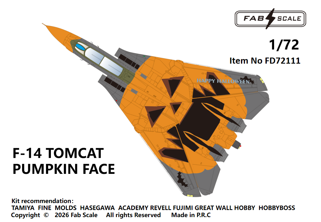 FabScale Studio FD72111 1:72 Grumman F-14D TOMCAT PUMPKIN FACE