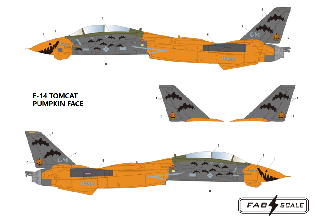 FabScale Studio FD72111 1:72 Grumman F-14D TOMCAT PUMPKIN FACE