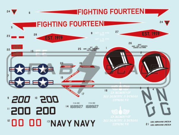 FabScale Studio FD72115 1:72 F/A-18E Super Hornet NG 200 VFA-14 'Tophatters'