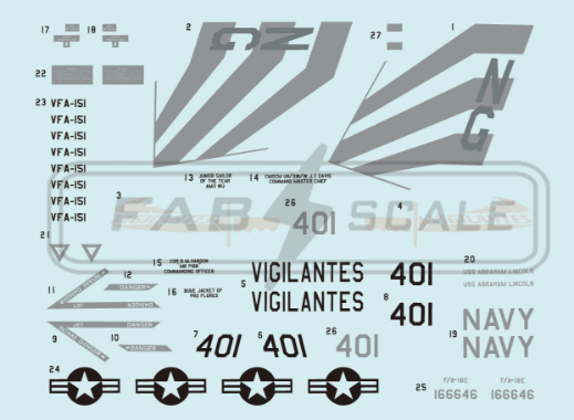 FabScale Studio FD72116 1:72 F/A-18E Super Hornet NG 401 VFA-151 'Vigilantes'