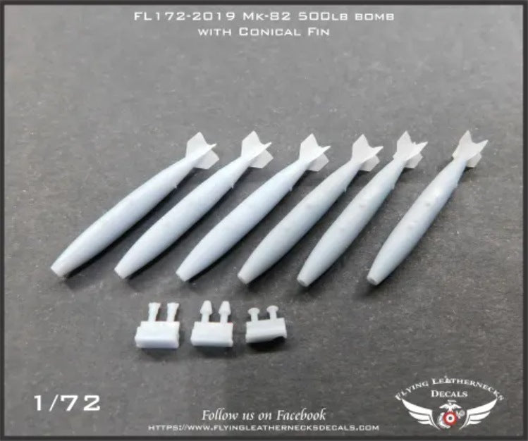 Flying Leathernecks FL172-2019 1:72 Mk-82 500lb bomb with BSU-33 fin	3D-Printed