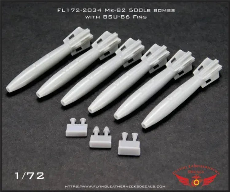 Flying Leathernecks FL172-2034 1:72 Mk-82 500lb bomb with BSU-86 retarded fin	3D-Printed