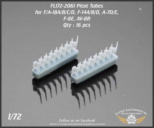 Flying Leathernecks FL172-2061 1:72 Corrected Pitot Tubes for F-18A/B/C/D, F-14A/B/D, A-7D/E & F-8E 3D-Printed