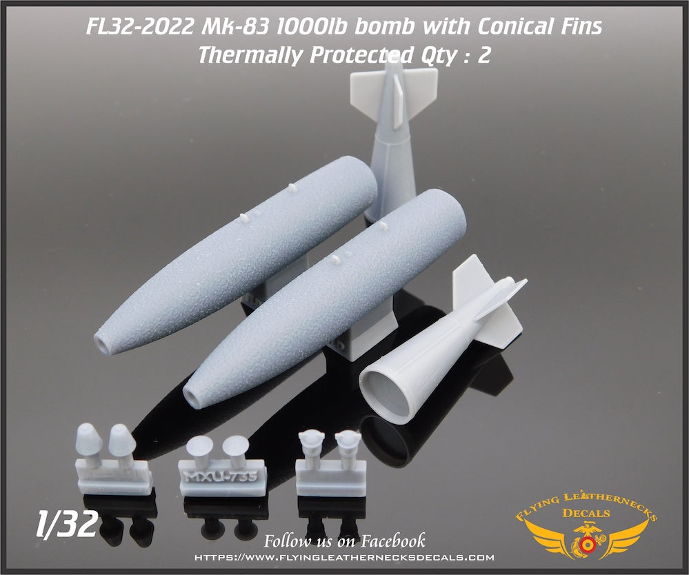 Flying Leathernecks FL32-2022 1:32 Mk-83 Thermally Protected 1000lb bomb with Conical Fin.