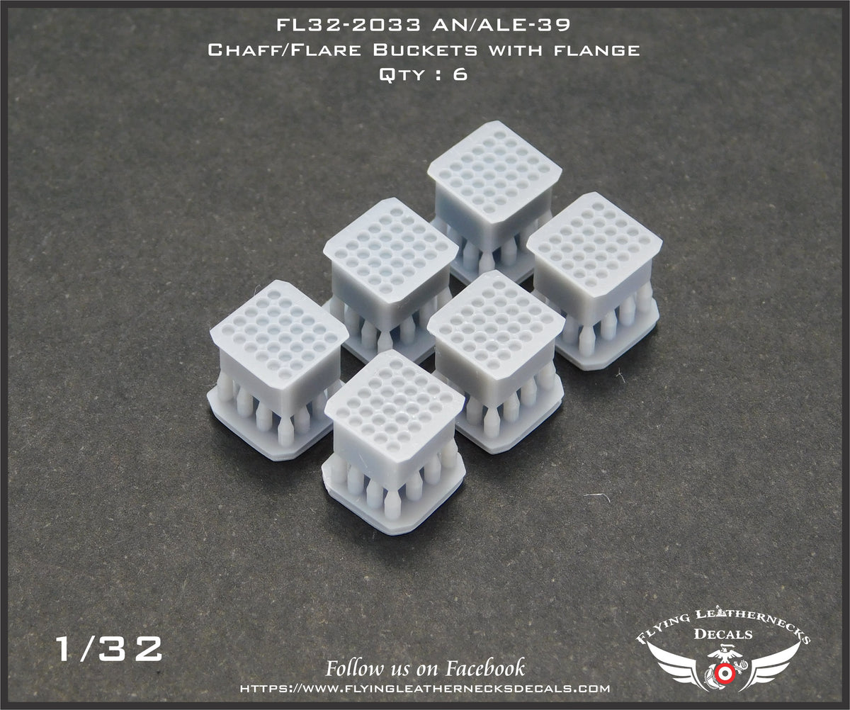 Flying Leathernecks FL32-2033 1:32 AN/ALE-39 Chaff/Flare buckets with flange	3D-Printed 6 buckets