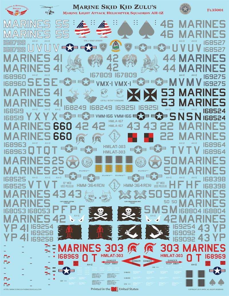 Flying Leathernecks FL35001 1:35 Marine Skid Kid Zulus for the Academy AH-1Z Shark Mouth