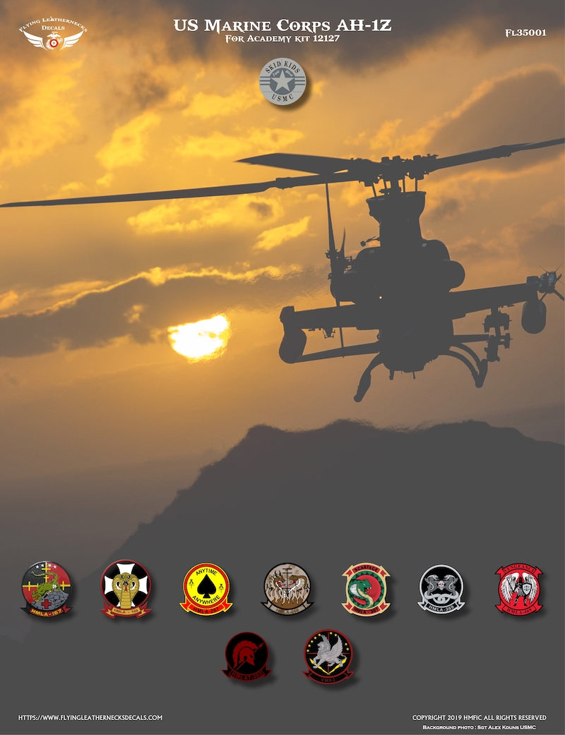 Flying Leathernecks FL35001 1:35 Marine Skid Kid Zulus for the Academy AH-1Z Shark Mouth