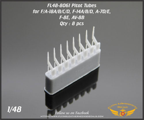 Flying Leathernecks FL48-8061 1:48 Pitot Tubes for F/A-18A-D, F-14, LTV A-7, F-8, AV-8B.