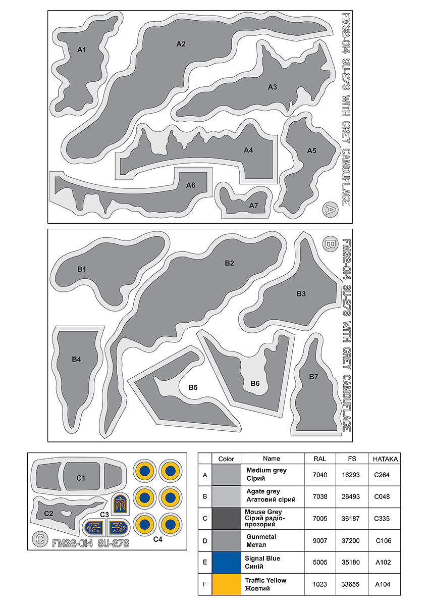 Foxbot Decals FM32014 1:32 Sukhoi Su-27S with Grey camouflage, Ukrainian Air Forces, (Use & Foxbot Decal)