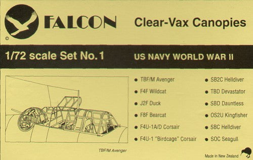 Falcon CV0172 1:72 USN WWII part 1 vacform canopies