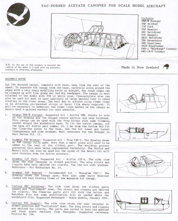 Falcon CV0172 1:72 USN WWII part 1 vacform canopies
