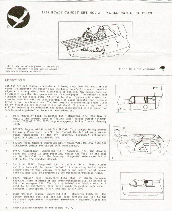 Falcon CV0348 1:48 WWII Fighters vacform canopies