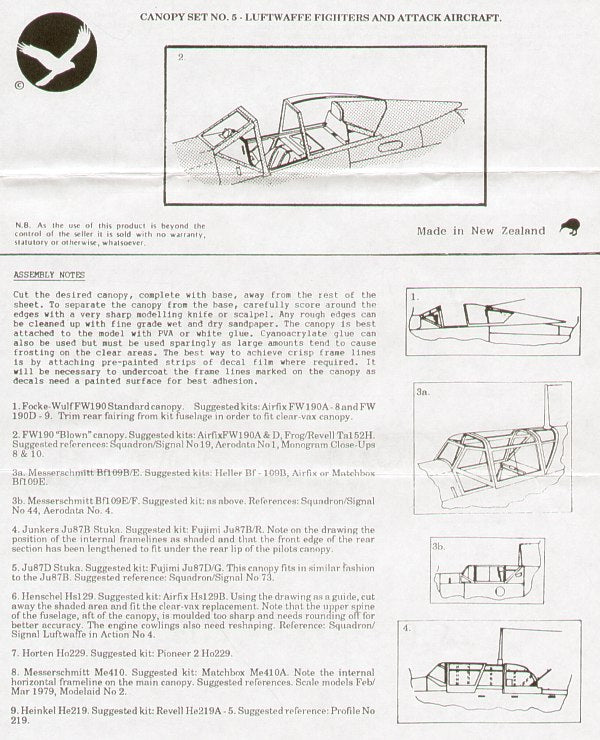 Falcon CV0572 1:72 Luftwaffe WWII part 1 vacform canopies