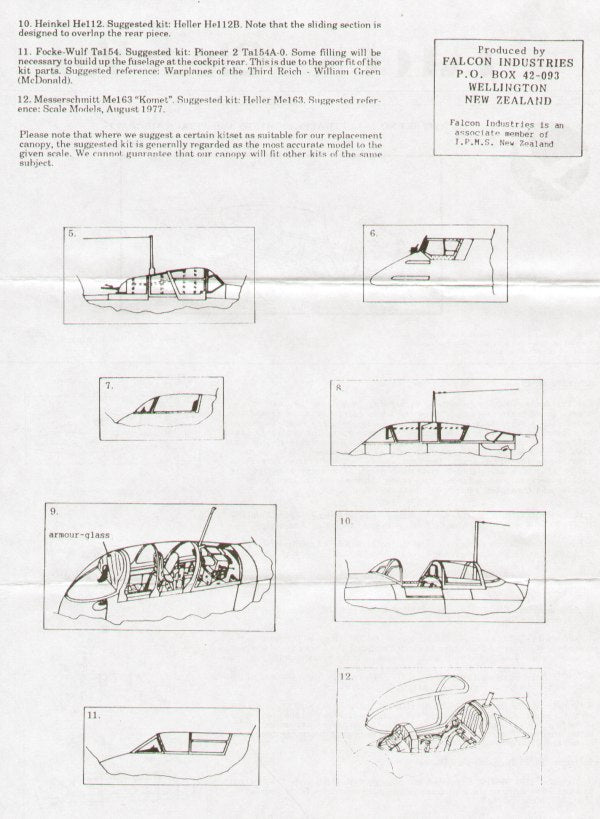 Falcon CV0572 1:72 Luftwaffe WWII part 1 vacform canopies