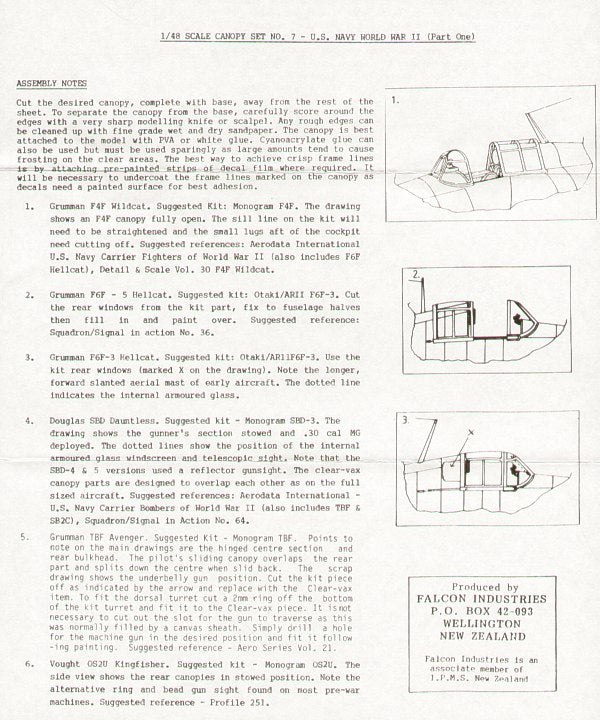 Falcon CV0748 1:48 USN Post WWII part 1 canopies
