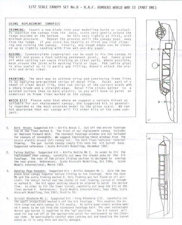 Falcon CV0872 1:72 RAF Bombers WWII part 1 canopies