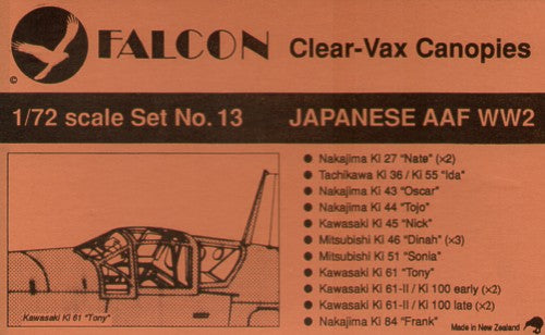 Falcon CV1372 1:72 Japanese Army Air Force WWII canopies