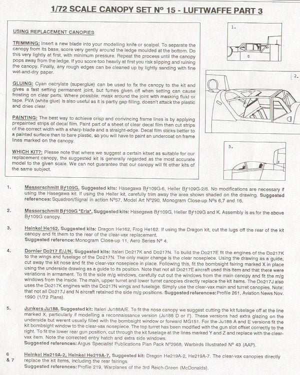 Falcon CV1572 1:72 Luftwaffe Part 3 canopies
