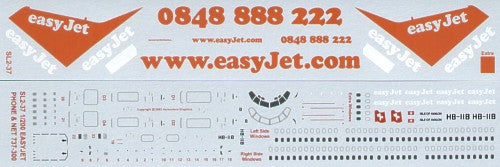 Scaleliners SL237 1:200 Boeing 737-300 easyJet HB-IIB Web site and Swiss Phone Number combo
