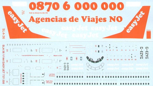 Scaleliners SL436 1:144 Boeing 737-300 easyJet G-EZYG Phone and 'Agencias de Viajes NO'