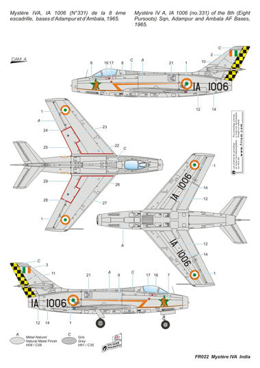 Frrom-Azur FR022 1:72 Dassault Mystere IVA India