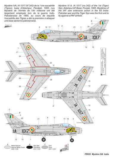 Frrom-Azur FR022 1:72 Dassault Mystere IVA India