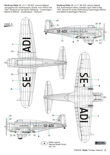 Frrom-Azur FR032 1:72 Northrop Delta 1A/1B/1C Civilian Version