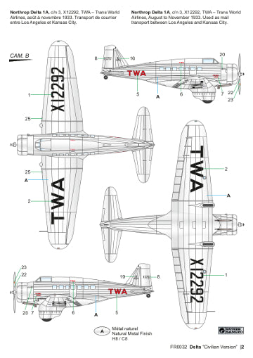 Frrom-Azur FR032 1:72 Northrop Delta 1A/1B/1C Civilian Version