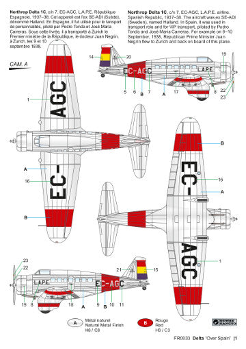 Frrom-Azur FR033 1:72 Northrop Delta 1C US Passenger and Transport Plane 'Over Spain'