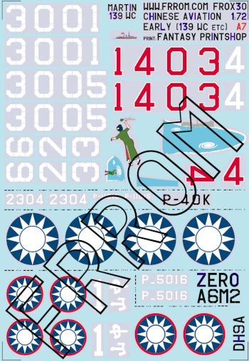 Frrom-Azur OX30 1:72 China Early (Martin 139 WC, DH-9, Zero, Curtiss P-40K)