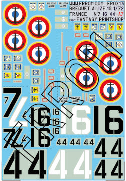 Frrom-Azur FROX13 1:72 Breguet Alizé 1G France with badges for 4F, 6F, 9F, 2S, 10S, 59S A7 size