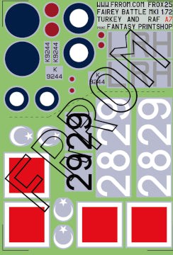 Frrom-Azur OX25 1:72 Fairey Battle MK.I Turkey / UK