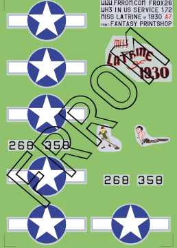 Frrom-Azur OX26 1:72 Miss Latrine of 1930 (taille A7)Martin Type 166 (WH-3) with US insignas (only WH-3 with US stars stars).