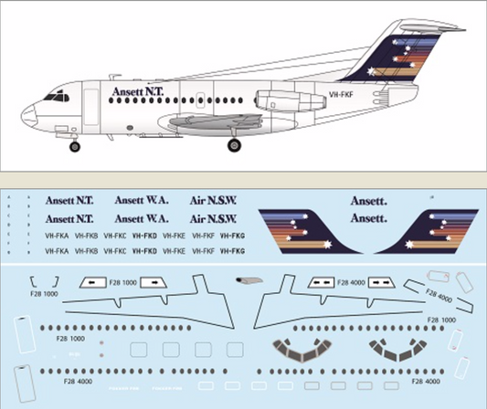 F-rsin Plastic P4117 1:144 Fokker F-28-1000 - Ansett