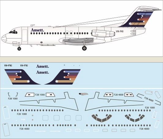 F-rsin Plastic P4118 1:144 Fokker F-28-4000 - Ansett