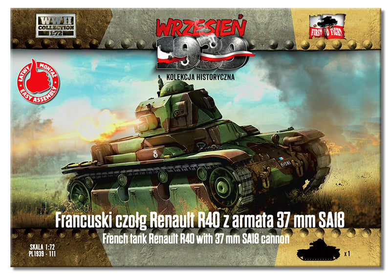 First To Fight Kits 111 1:72 French Renault R40 Tank with SA18 Gun