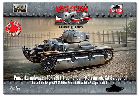 First To Fight Kits 132 1:72 Panzerkampfwagen 40R 736 (f) or Renault R40 with SA18 gun and tail