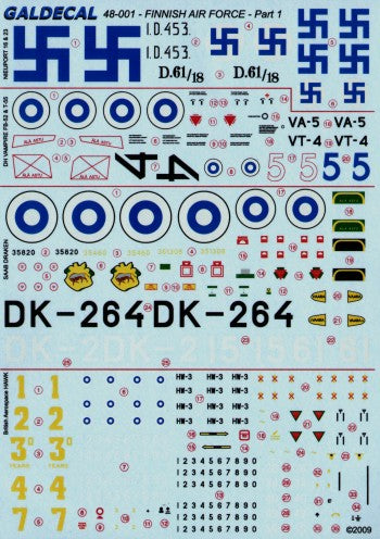Galdecal 48-001 1:48 Finnish Air Force Pt 1