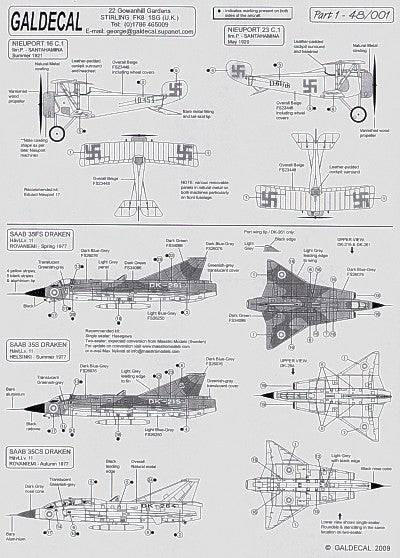 Galdecal 48-001 1:48 Finnish Air Force Pt 1