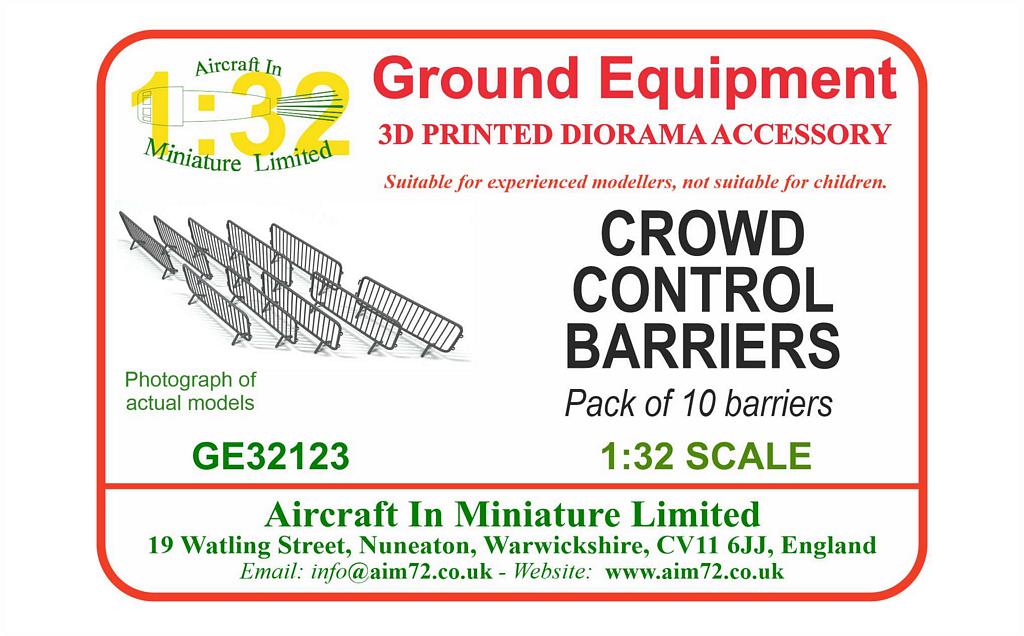 AIM - Ground Equipment GE32123 1:32 Crowd Control Barriers - A set of ten (3D-Printed) barriers