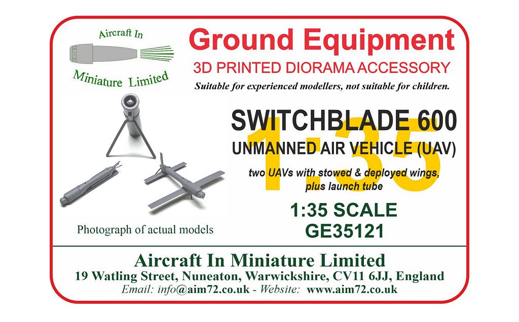 AIM - Ground Equipment GE35121 1:35 Switchblade 600 Unmanned Air Vehicle (UAV)