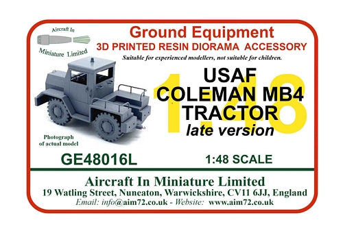 AIM - Ground Equipment GE48016L 1:48 USAF Coleman MB4 tractor (late version)