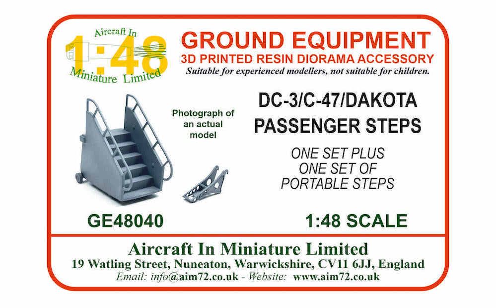 AIM - Ground Equipment GE48040 1:48 Douglas DC-3/C-47/Dakota Passenger Steps plus C-47 portable steps