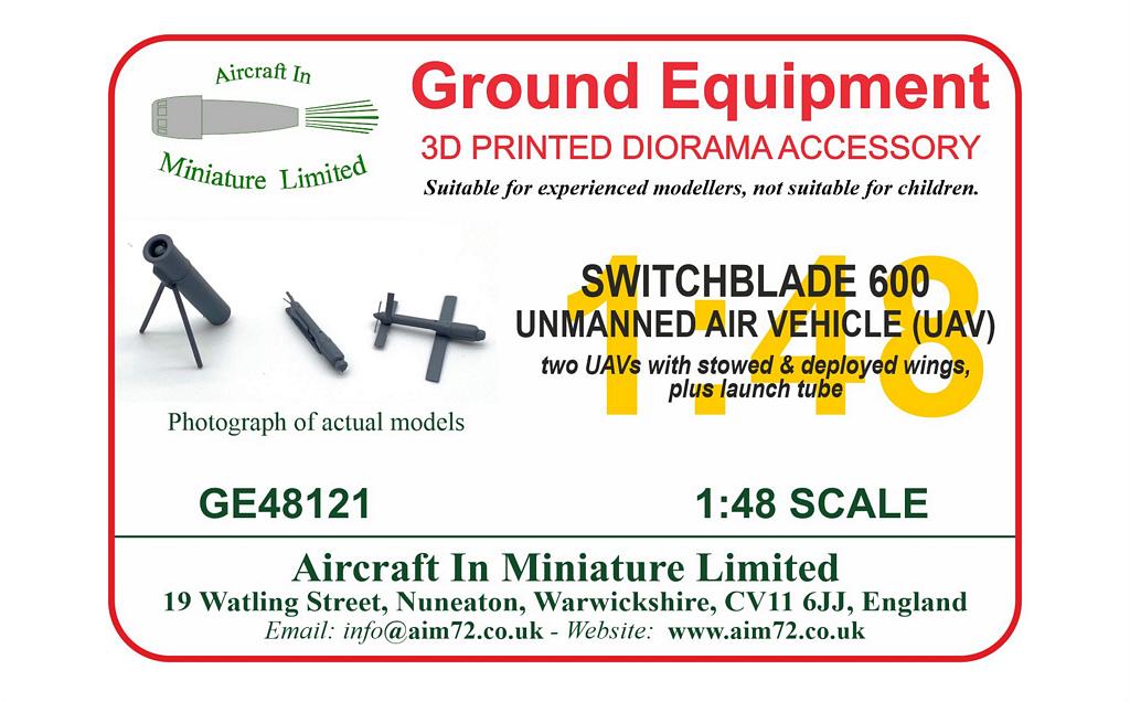 AIM - Ground Equipment GE48121 1:48 Switchblade 600 Unmanned Air Vehicle (UAV)
