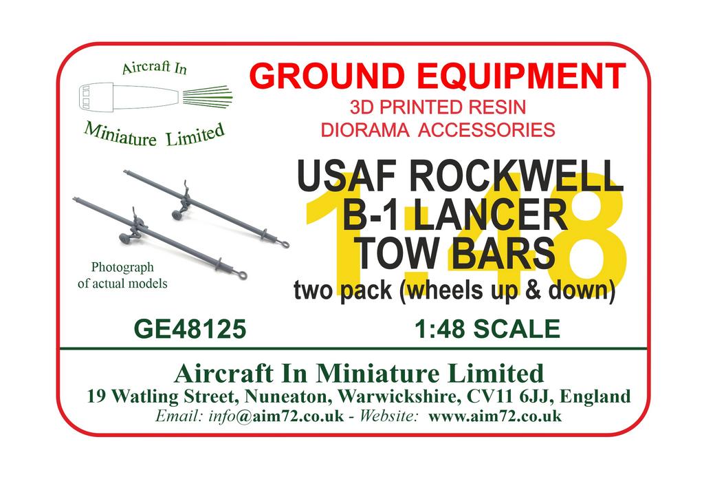 AIM - Ground Equipment GE48125 1:48 Rockwell B-1 Lancer Tow bars - two pack