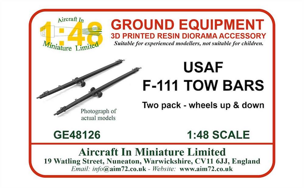 AIM - Ground Equipment GE48126 1:48 General-Dynamics F-111 Ardvark Tow bar (two pack - wheels up and down)