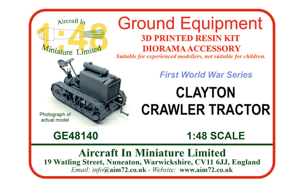 AIM - Ground Equipment GE48140 1:48 Clayton Crawler tractor - RFC circa 1917 - 3d-printed